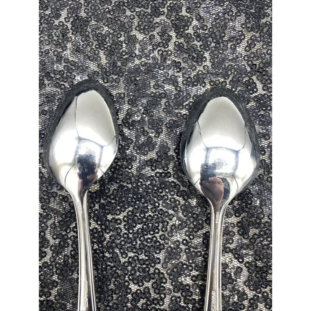 2 Wallace Silversmiths 18/8 Dinner Spoons Stainless Flatware 6”